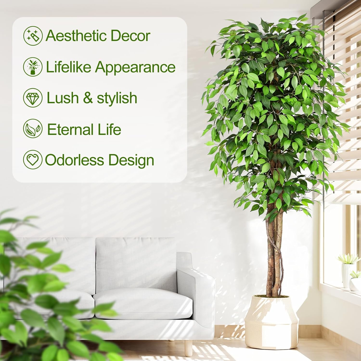 شجرة التين الاصطناعية الواقعية - مراجعة Ficus Lyrata Tree وسعره